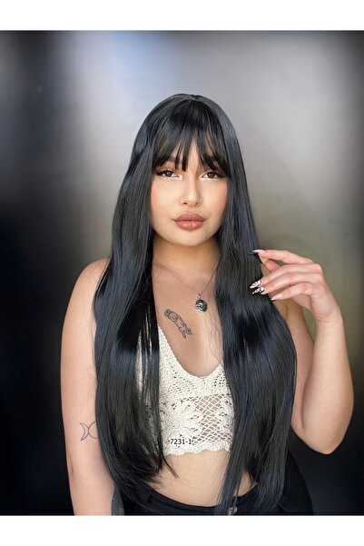 Suzan Peruk Düz Perçemli Uzun Fiber - Siyah