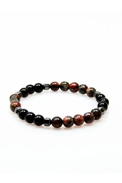 esha Agate Onyx Hematite Men's Natural Stone Bracelet Health and Stress Bracelet