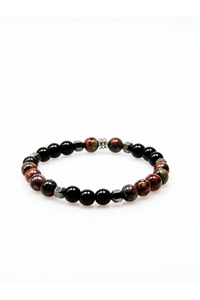 esha Agate Onyx Hematite Men's Natural Stone Bracelet Health and Stress Bracelet