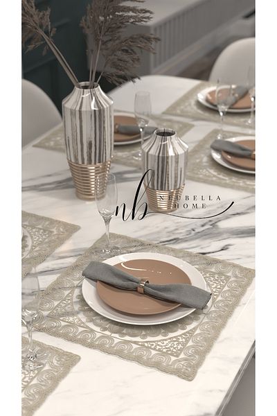 CAMİNHO DA LUA American Serving Square Plate and Runner Kitchen Set for 6 Persons Sun Table Presentation Set Dowry Bowl Cappuccino