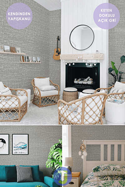 Technojet Kendinden Yapışkanlı Keten Görünümlü Mutfak Banyo Tezgah Duvar Dolap Masa Kaplama 60X500cm