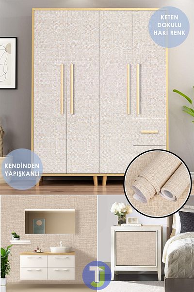 Technojet Aspect de lenjerie autoadeziv Bucătărie Baie Blat Perete Dulap Masă Furnir 60X500cm