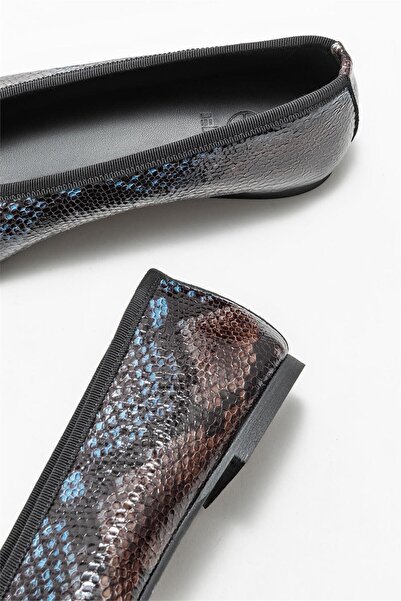 Elle Shoes Leather Women's Ballerinas - Navy Blue