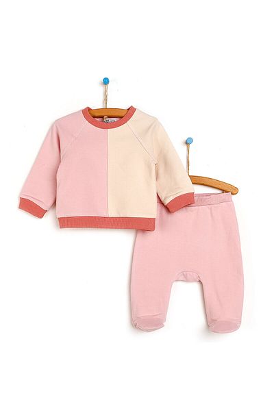 ebebek Hello Baby HelloBaby Newborn Color Block Sweatshirt-Booties Bottom