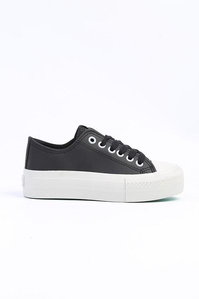 Benetton High Sole BN-31124 Black Gray Women's Sports Shoes