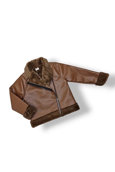 Biberon Çocuk Giyim Faux leather jacket with net fur 7/14