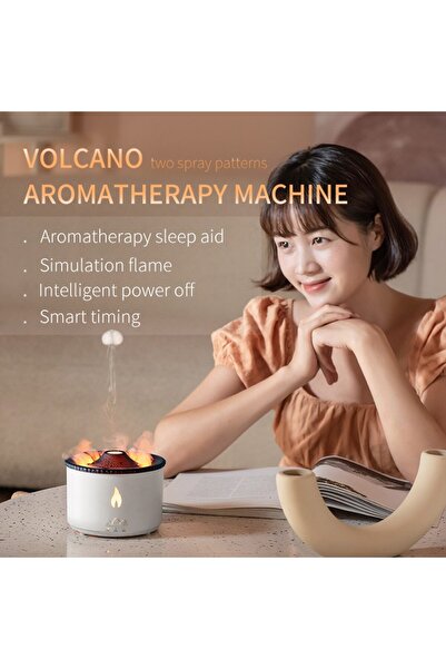 AteşTech Hava Nemlendirici Uzaktan Kumandalı Buhar Makinesi Volkanik Alev Aroma Difüzör 360ml.