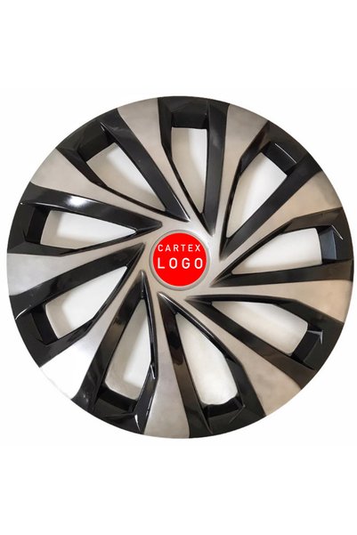 Cartex Fiat Albea 14'' Inç Gri - Siyah Jant Kapağı 4 Adet Çelik Jant Görünümlü