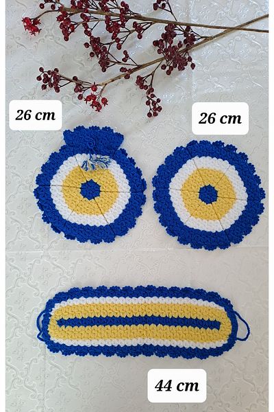 SOUL BY A&B Hand-cocked Evil Eye Beaded Bath Washcloth Bath Washcloth Navy Blue 3-Piece Washcloth Set Washcloth Mother Father Child