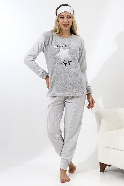 Wordex Fwn 5018 Plush Welsoft Fleece Winter Starry Soft Women's Pajamas Set