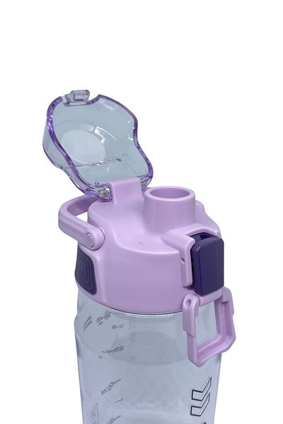 Shotay Comfortable Drinking 600ml Strawless Handled Water Bottle with Lockable Lid and Measuring Scale