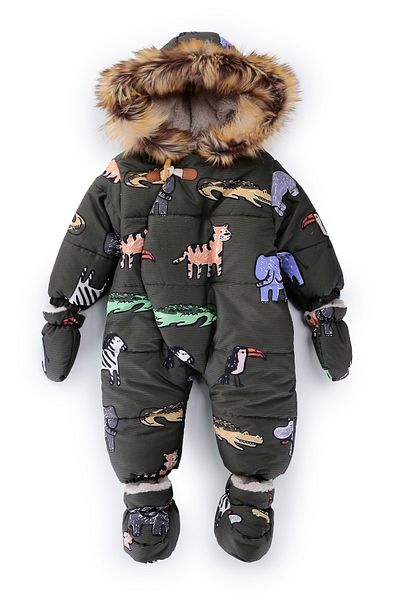 Midimod Gold 9-24 Months Animal Patterned Cosmonaut with Fleece Gloves and Slippers