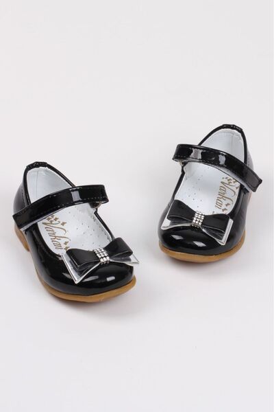 shopland Black Bow Baby Shoes