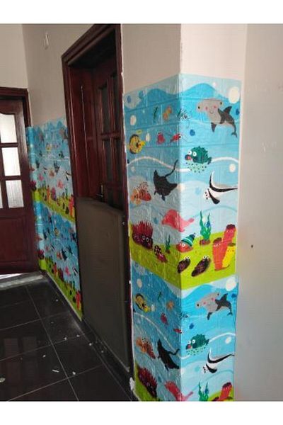 Renkli Duvarlar 70x77cm Autocolant Pastă Autoadeziv Camera Copiilor Hârtie flexibilă pentru panou de perete din burete