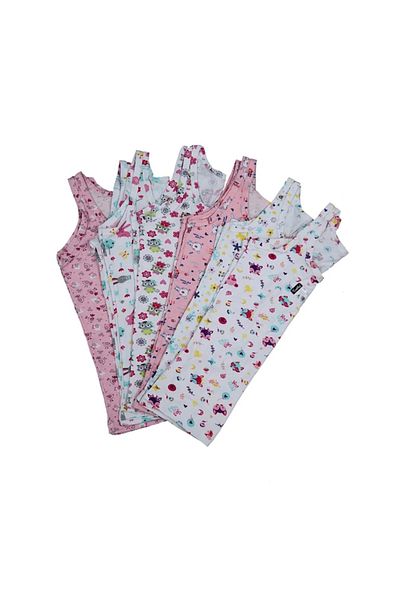 ırmaklabazaar Girl's Patterned Wide Strap 6-Piece Passion Printed Undershirt