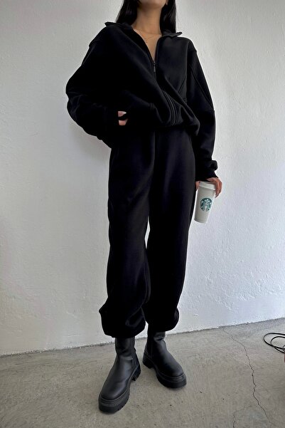 Eka Set de trening pentru transpirație neagră pentru femei 1007-4537