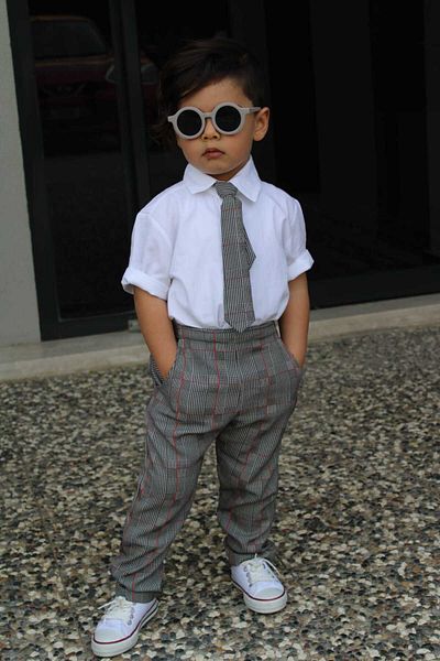 Z KİDS Plaid Red Striped Tie Suit