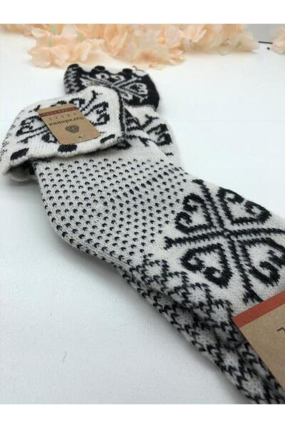 Momslab UNİSEX LAMBSWOOL EL ÖRMESİ KATLANABİLİR BOY DEĞİŞİK MODELLER İLE ASORTİ 3 LÜ TERMAL BOT ÇORABI