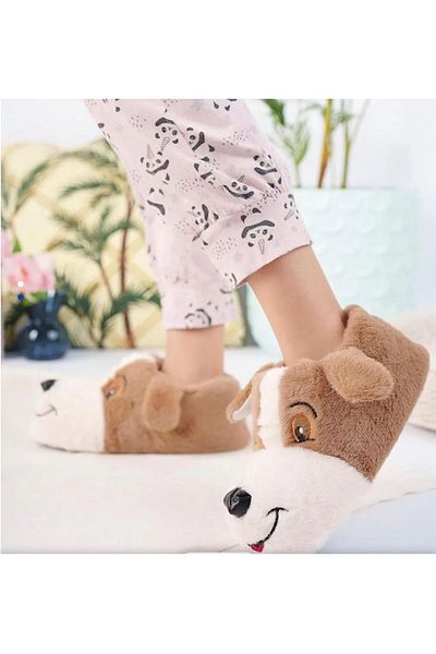CEYDA SHOES Unisex Dog Figured Λούτρινες Παντόφλες Home Παντόφλες Home Boots