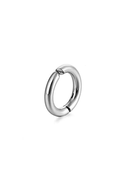 TREND COLLECTİON Sıkıştırmalı Deliksiz Fake 316l Paslanmaz Cerrahi Çelik Unisex Küpe Yuvarlak Halka Küpe