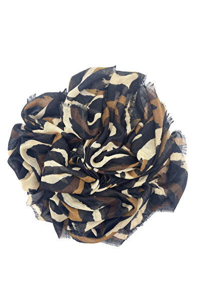 nazipek Zebra Desen Flamlı Pamuklu Yazma Eşarp 100x100cm