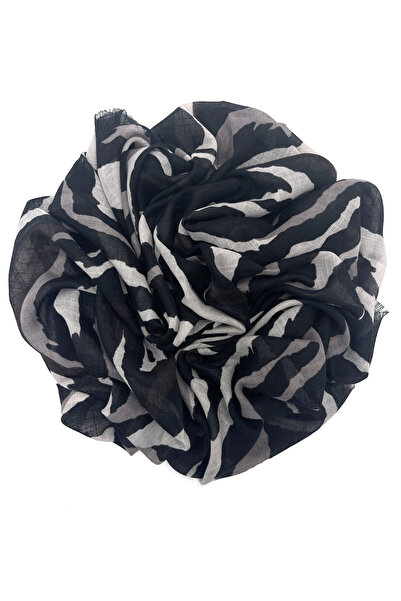 nazipek Zebra Desen Flamlı Pamuklu Yazma Eşarp 100x100cm