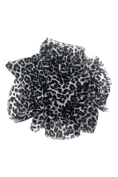 nazipek Leopar Desen Flamlı Pamuklu Yazma Eşarp 100x100cm