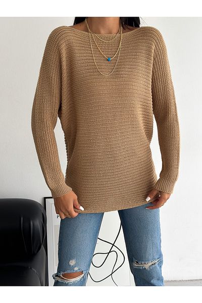 fiolin Дамски пуловер с лодка деколте Selanik Knit Oversize