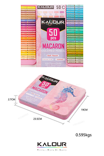 kalour Set of 50 Dry Paint Pens - Macaron Colors - With Metal Box