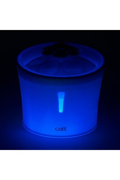 Catit كوب ماء للقطط مع أضواء LED باللون الأزرق بسعة 3 لتر