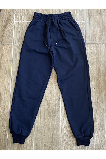 BİLGENS BUTİK Children's Navy Blue 100% Cotton School Single Sweatpants