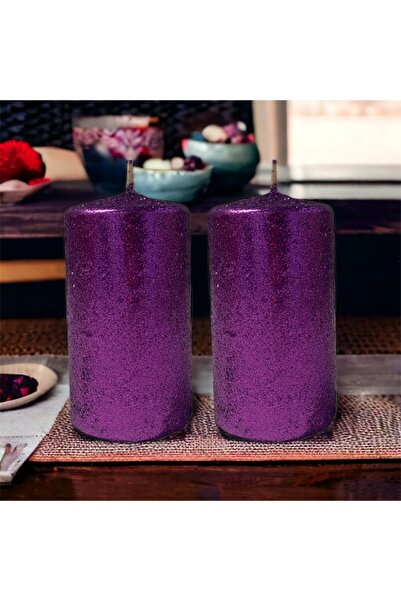 Lecarbee Candles 2’li Simli Silindir Mum – Mor