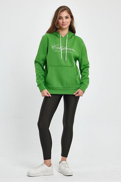 Superlife Γυναικεία κουκούλα Άνετη εφαρμογή Fleece 3 νημάτων Τσέπη καγκουρό Καλιφόρνια με στάμπα