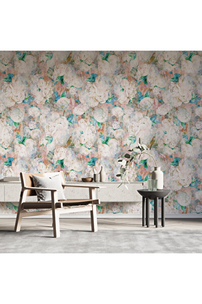 Plustablo Şakayık Çiçekleri Vintage Salon Duvar Kağıdı, Çiçekli Poster Duvar Kağıdı, Yatak Odası Duvar Kağıdı