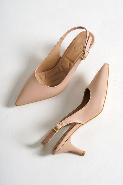 Modabuymus Nude Matte Open Back Jehlové boty na nízkém podpatku - Sas
