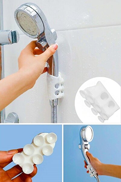 AYGÖREN HOME Vantuzlu Duş Başlığı Tutacağı Silikon Vantuzlu Banyo Başlığı Askı Tutucu Kanca Vakumlu Tutucu Aparat