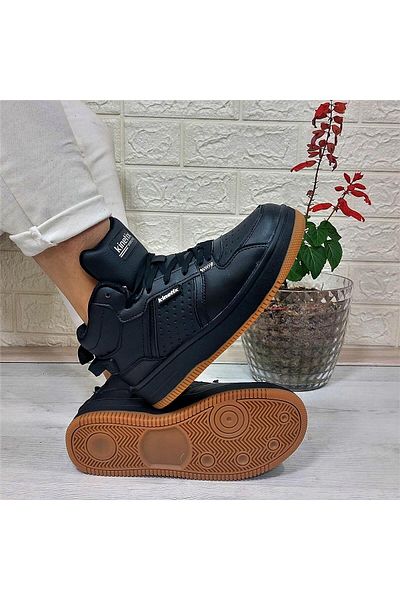 Kinetix Enner Pu Hi Black High-top Non-Slip Sports Shoes