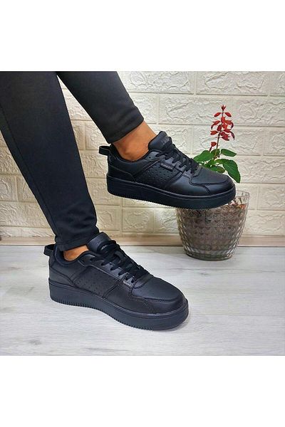 Kinetix Enner Pu Black Comfort Footed Atom Sneaker Sports Shoes