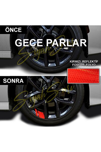 S&S HEDİYELİK EŞYA Araba Motor Jant Kırmızı 4 Adet 8x5 Cm Fosforlu Sticker Araba Araç Oto Motor Decal Etiket