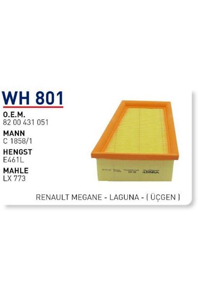 WUNDER Wh801 Oem 8200431051   Renault Megane Laguna Air Filter