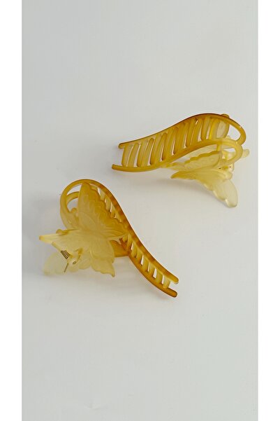 Alâ Atelier cataramă mare transparentă acrilic fluture cataramă galben mat