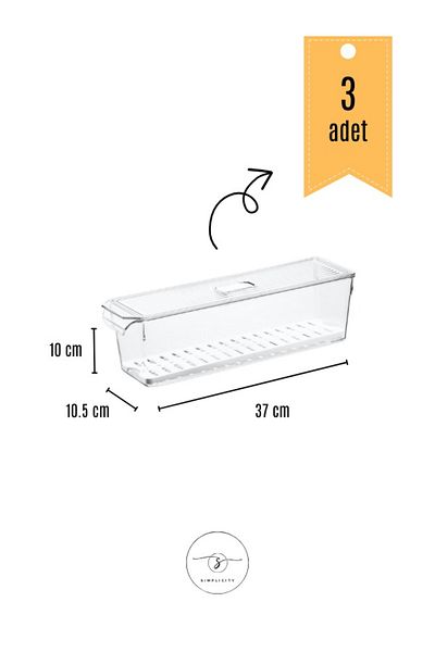 simplicity 3 Pieces Mini Size Fridge Organizer with Grid
