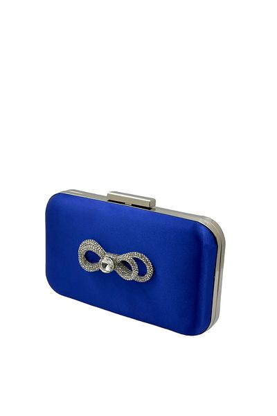 Biçanta Saks Culoarea albastră satin cu carcasă argintie piatră argintie geantă rochie de seară geantă de seară portofoliu de logodnă nuntă
