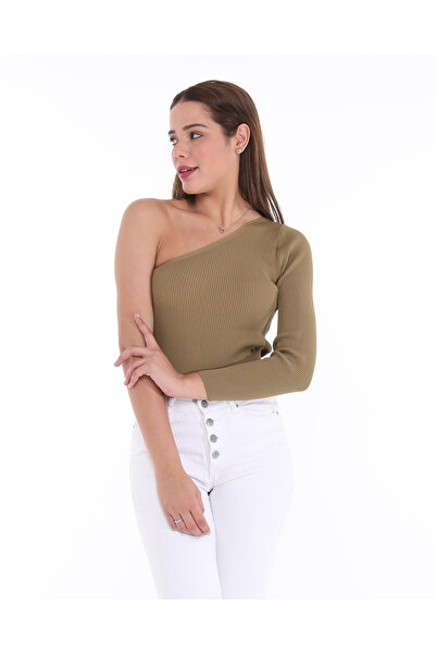 MA ananas Bluză de damă uni umăr cu mânecă lungă
