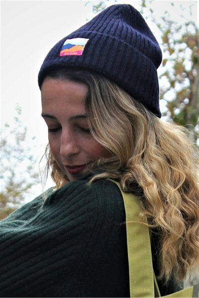 Sofist İstanbul Navy Blue Unisex Beanie Navy Blue Woven Label Soft Washed Wool And Fold Knitted Beanie