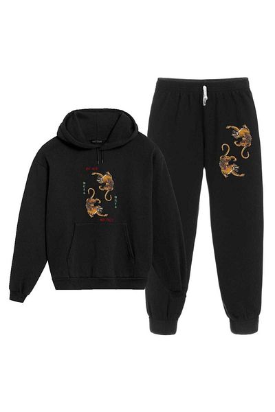 PUNIX LARGE SIZE 100% COTTON 3 YARN QUALITY FULL WINTER DOUBLE TIGER PRINTED MEN'S TRACKSUIT SET