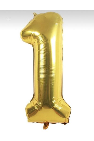 Yogi parti 1 Number Gold Helium Compatible Flying Balloon 40 Inch