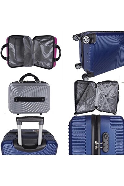 ESCAPE Samso Abs Orta Boy Gümüş Gri + Makyaj Çantası 2'li Valiz Seti