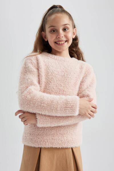 DeFacto Kız Çocuk Regular Fit Bisiklet Yaka Triko Kazak Y2640a623wn