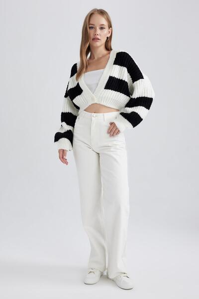 DeFacto Coool Oversize Fit V Yaka Triko Hırka U2527az23wn